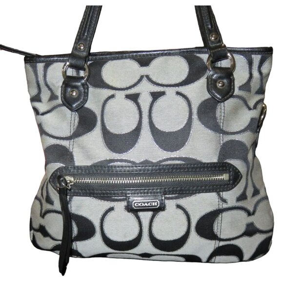 Coach Handbags - COACH 2013 Daisy Mia Signature C canvas & leather Black & Gray Metallic Satchel